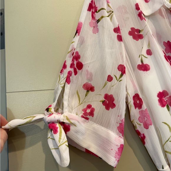 Calvin Klein Floral-Print Pink and White Chiffon Dress - Picture 4 of 10